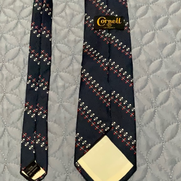 Cornell of California men’s tie. Dark blue with red/white. 100% polyester. 3” - Picture 2 of 3
